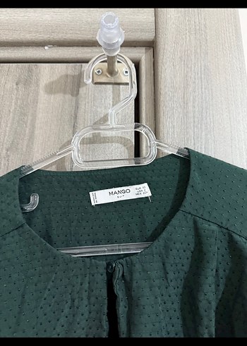 Mango Düğmeli Yeşil Ofis Kadın Gömlek - Görsel 3