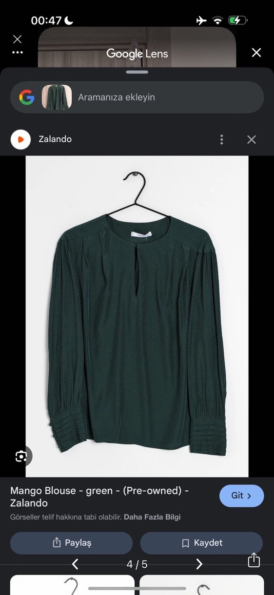 Mango Düğmeli Yeşil Ofis Kadın Gömlek - Görsel 4