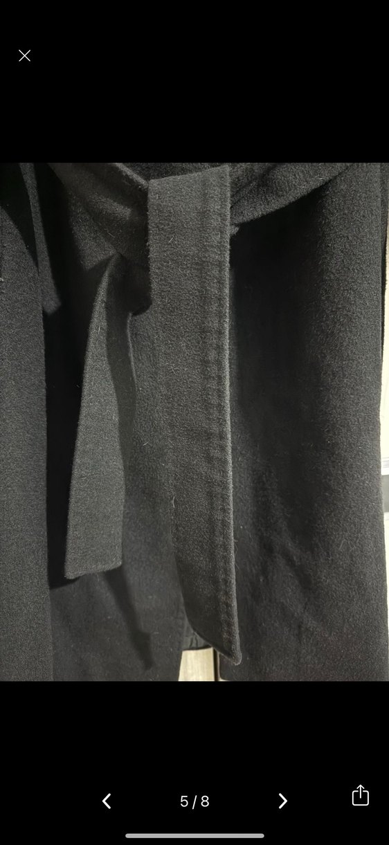 Bej fine Factory Kürklü Kapüşonlu Siyah YÜN Kaban - Görsel 5