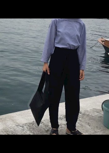 Zara Sırt Dekolte Detaylı Mavi Gömlek Tulum - Görsel 3