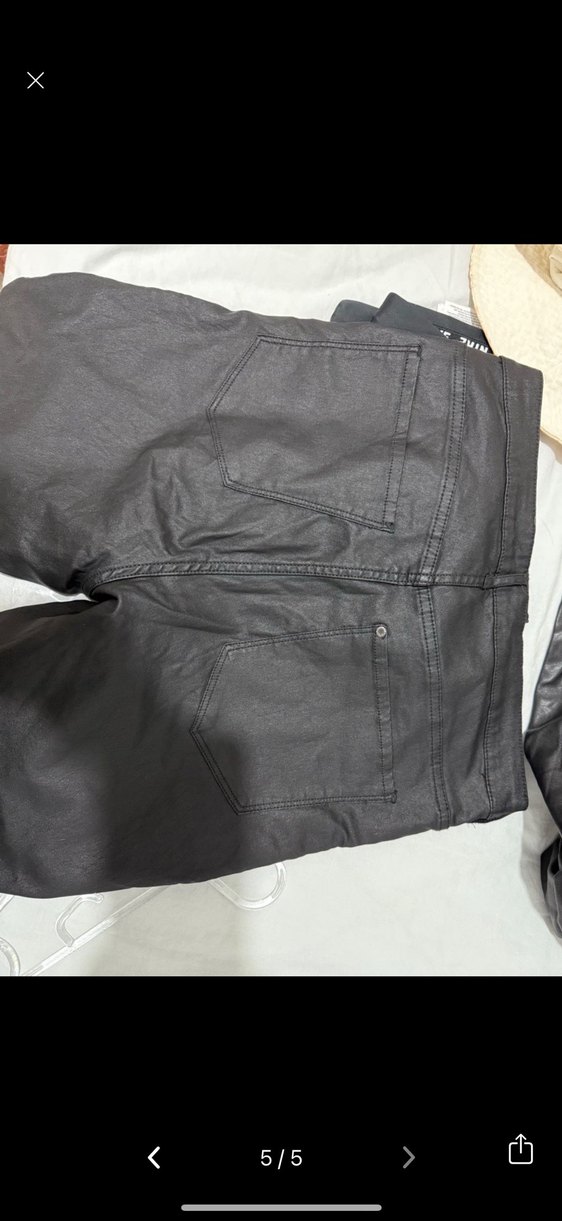 H&M Siyah Parlak Kumaş Kadın Kot Pantolon - Görsel 5