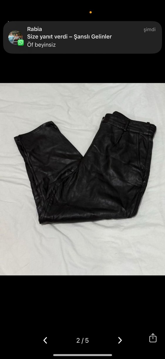 H&M Fermuarlı Siyah Deri Kadın Şort - Görsel 2