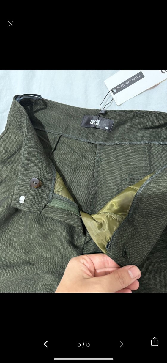 Adl Kemerli Koyu Haki ve Açık Mavi Keten Mini Şort İkili takım - Görsel 5