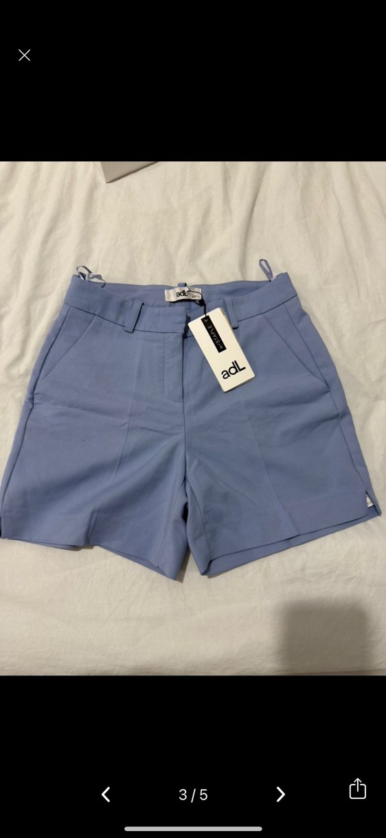 Adl Kemerli Koyu Haki ve Açık Mavi Keten Mini Şort İkili takım - Görsel 3