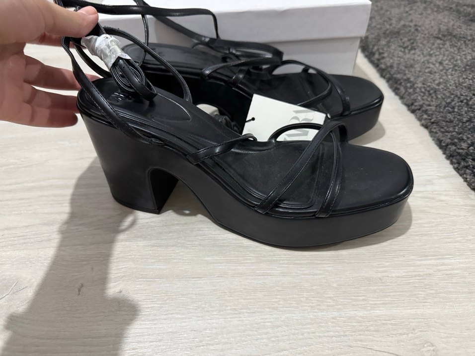 Zara Siyah Platform Topuklu  Sandalet - Görsel 4