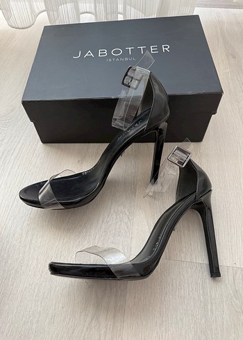 Jabotter Siyah Şeffaf Bantlı Stiletto Topuklu Ayakkabı - Görsel 2