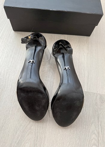 Jabotter Siyah Şeffaf Bantlı Stiletto Topuklu Ayakkabı - Görsel 4