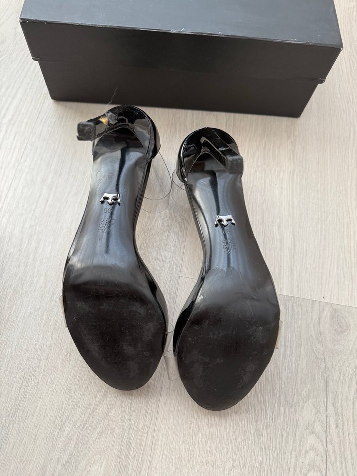 Jabotter Siyah Şeffaf Bantlı Stiletto Topuklu Ayakkabı - Görsel 4