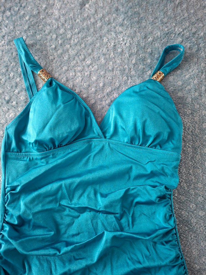 Turkuaz Drapeli Kadın Mayo - Görsel 2