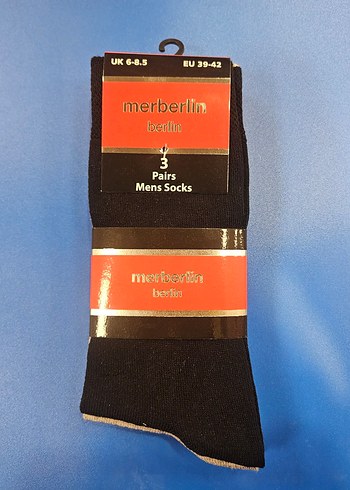 Merberlin Siyah Erkek Çorap 3'lü Paket