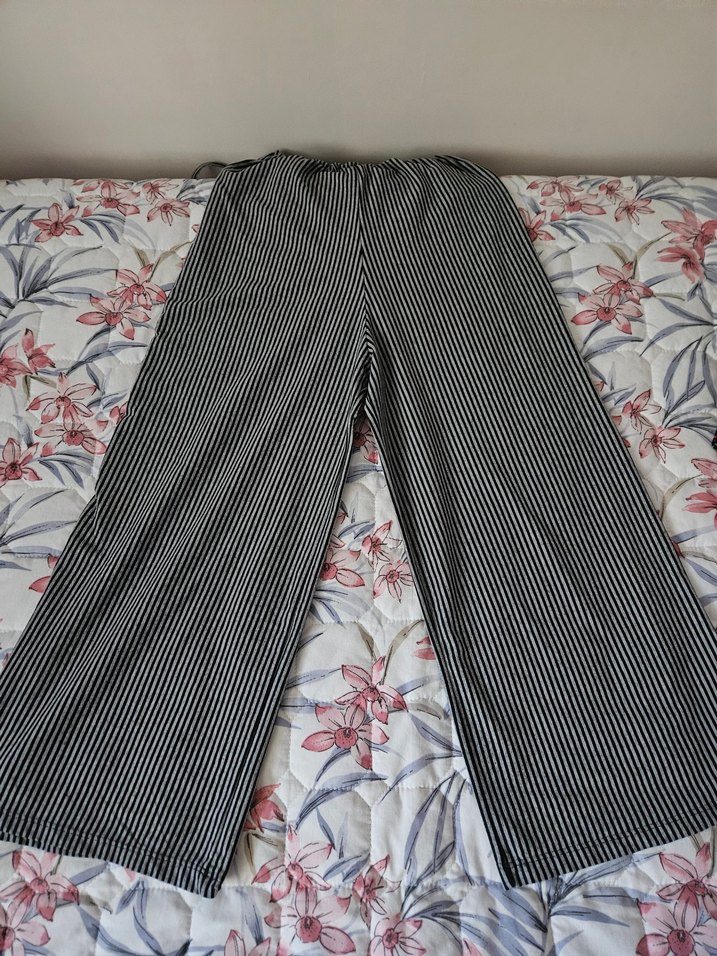 Çizgili Gri Kadın Askılı Tulum - Görsel 2