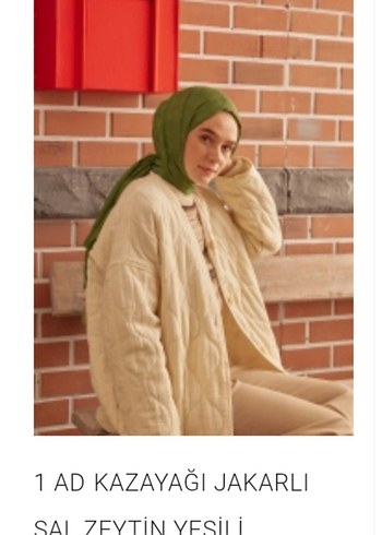 zeytin yeşili jakarlı şal freshscarf
