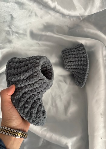 Mavi Erkek Bebek Örgü Patik - Görsel 2