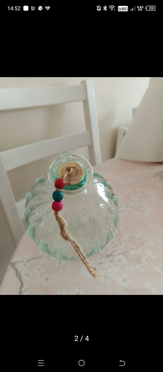 Beyaz Şeffaf Dekoratif Cam Vazo - Görsel 3