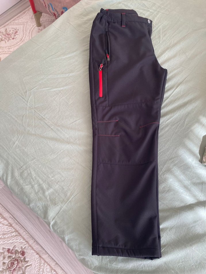 Erkek Siyah Fermuarlı Rahat Kesim termal pantolon - Görsel 4