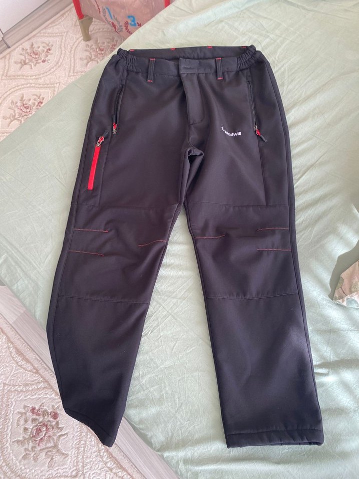 Erkek Siyah Fermuarlı Rahat Kesim termal pantolon - Görsel 3