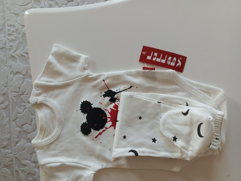 Baskılı Beyaz Uzun Kollu Bebek Body - Görsel 2