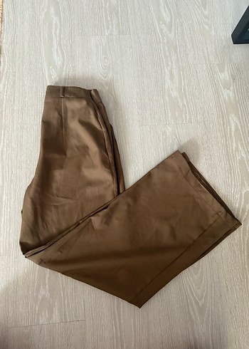 36 Beden camel Renk Bej Kadın Keten Kumaş Pantolon