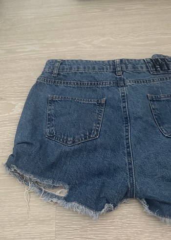 l Beden Kadın Mavi Kot Şort Mini Rahat Kesim