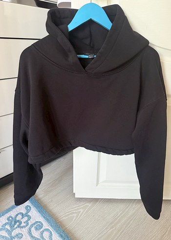 Cos Siyah Kapusonlu Crop Sweatshirt
