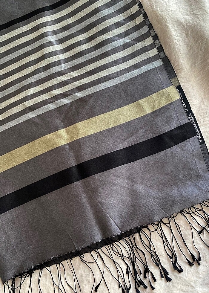 İpekevi şeritli ipek şal - Görsel 4