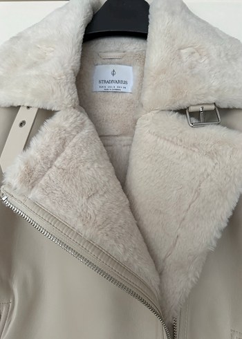 Stradivarius içi kürklü  deri mont - Görsel 3
