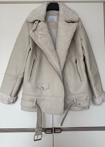 Stradivarius içi kürklü  deri mont - Görsel 2