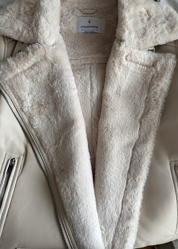 Stradivarius içi kürklü  deri mont - Görsel 5