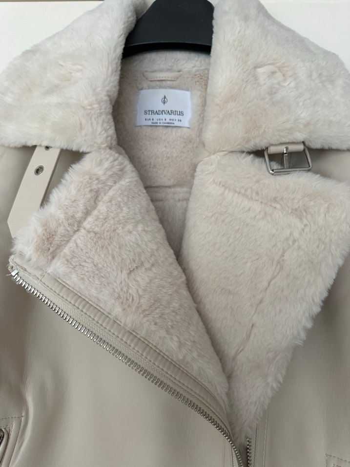 Stradivarius içi kürklü  deri mont - Görsel 3