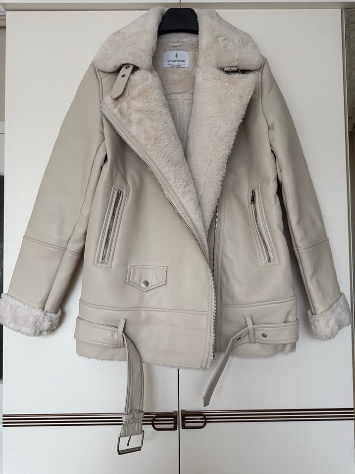 Stradivarius içi kürklü  deri mont - Görsel 2