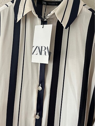 xs Beden beyaz Renk Çizgili saten zara gömlek