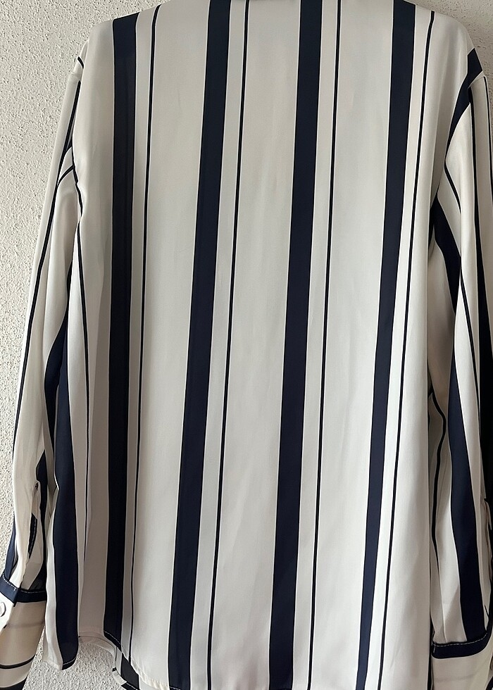 Çizgili saten zara gömlek - Görsel 5