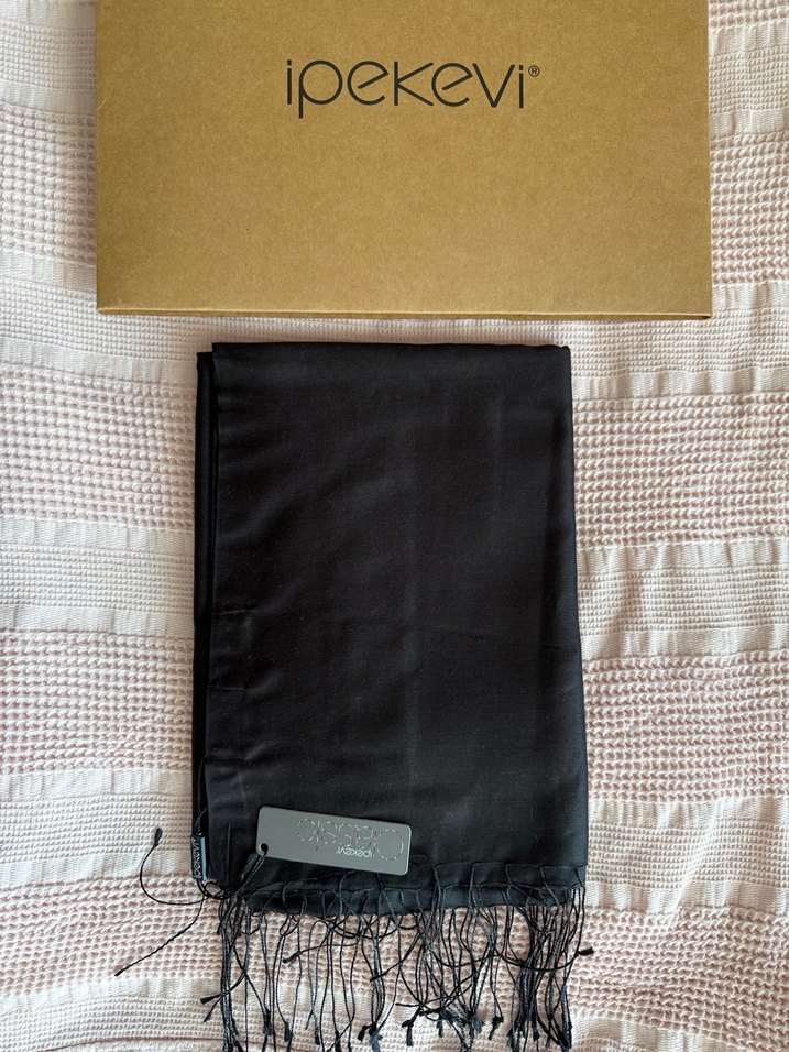 İpekevi ipek siyah şal - Görsel 2