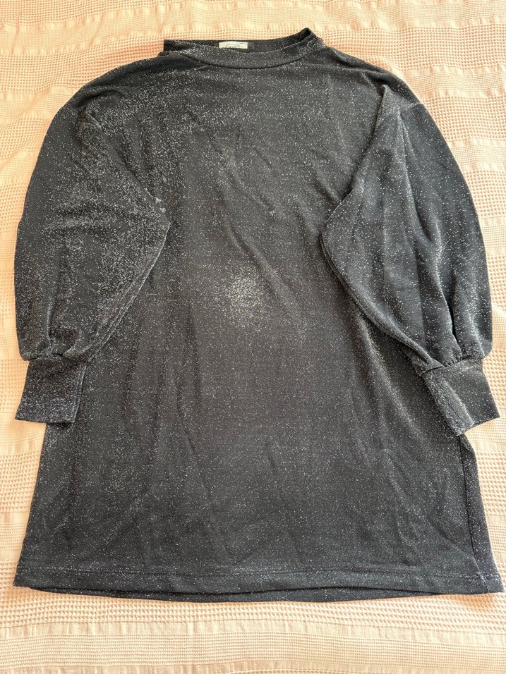 Koyu gri simli dokuma kumaş tunik - Görsel 2