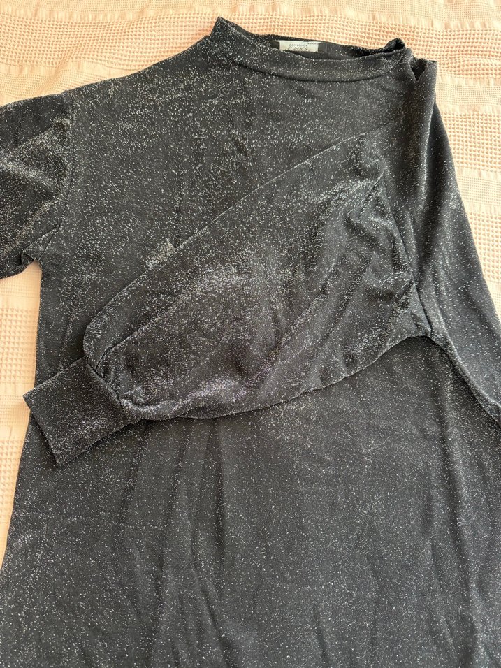 Koyu gri simli dokuma kumaş tunik - Görsel 3