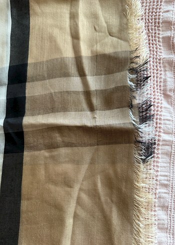 Burberry kısa püsküllü ipek pamuk karışımlı şal - Görsel 2