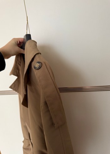 Camel uzun Kadın Trençkot - Görsel 4