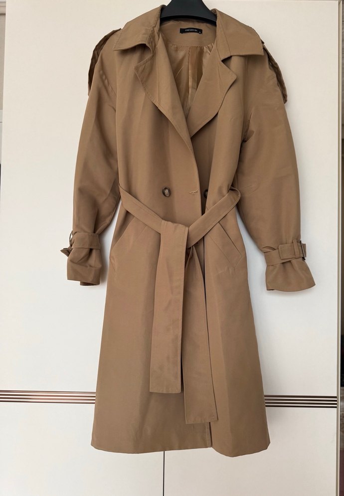 Camel uzun Kadın Trençkot - Görsel 5