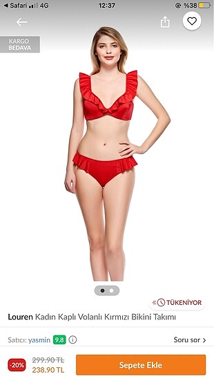 Kırmızı bikini takımı