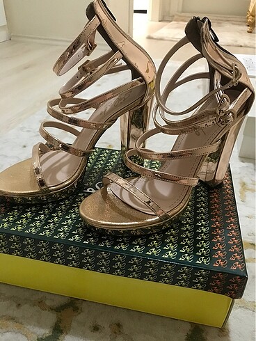 Kemal Tanca Platform ayakkabı rose gold topuklu bakır rengi ayakkabı
