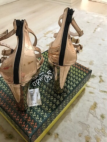 39 Beden Platform ayakkabı rose gold topuklu bakır rengi ayakkabı