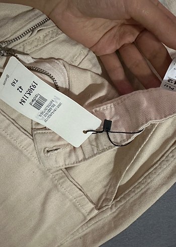 Bej Bol Kesim Kemerli kargo Pantolon - Görsel 4