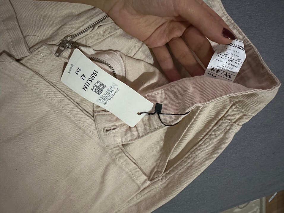 Bej Bol Kesim Kemerli kargo Pantolon - Görsel 4