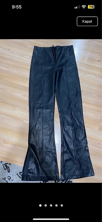 Yırtmaçlı Deri pantalon