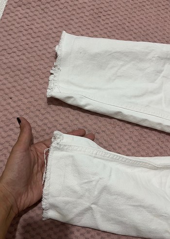 30 Beden Düğmeli Beyaz Salaş Kadın Jean