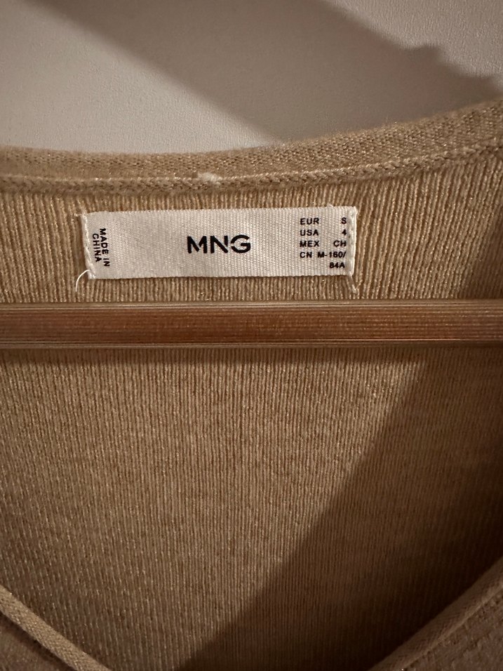 Bej V Yaka Uzun  Elbise - Görsel 2