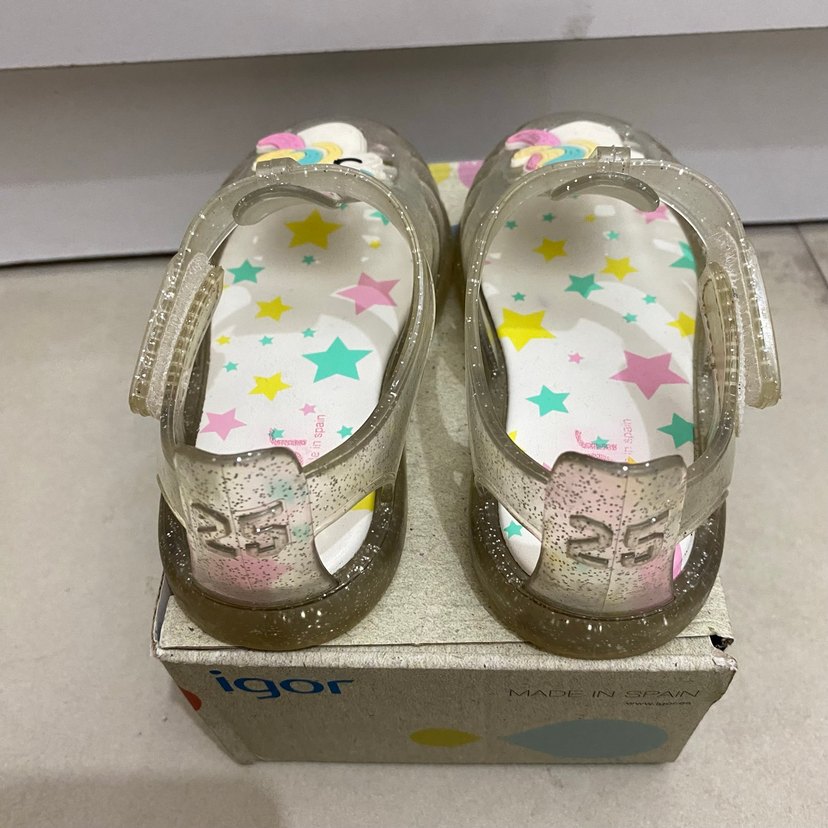 #Igor kız  Çocuk Unicorn Figürlü Şeffaf Sandalet - Görsel 4