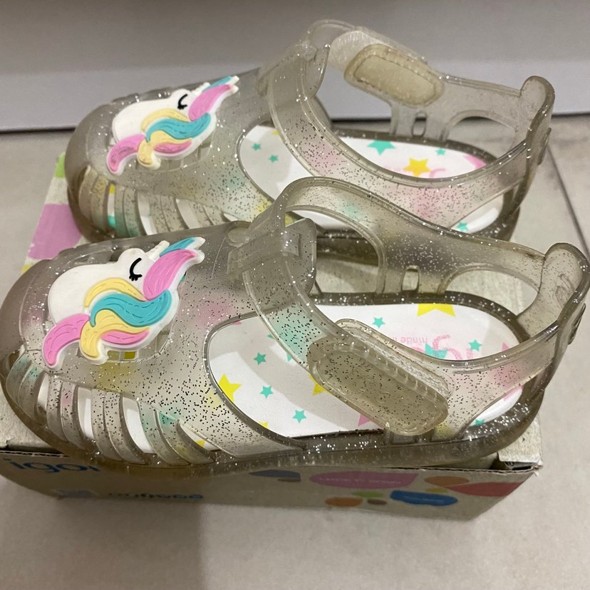 #Igor kız  Çocuk Unicorn Figürlü Şeffaf Sandalet - Görsel 3