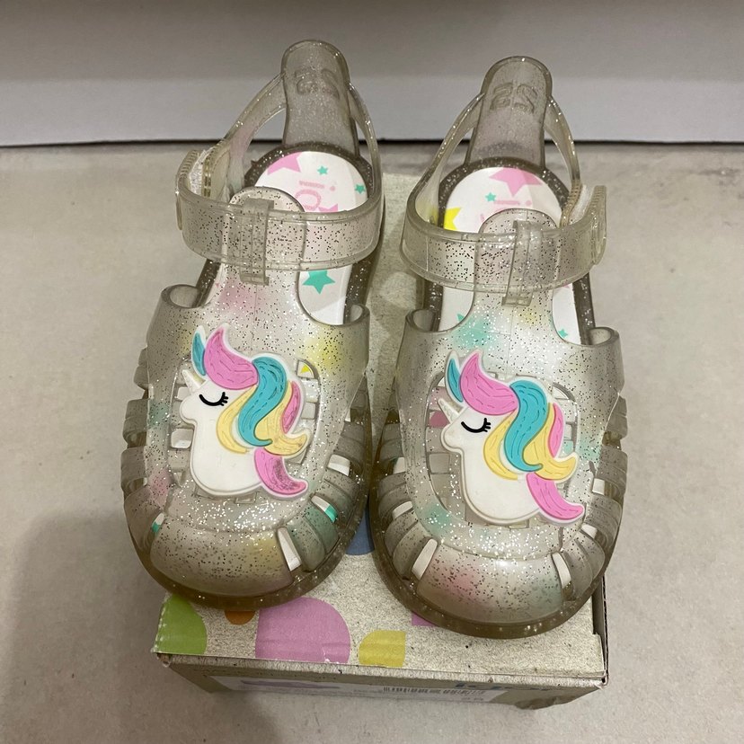 #Igor kız  Çocuk Unicorn Figürlü Şeffaf Sandalet - Görsel 2