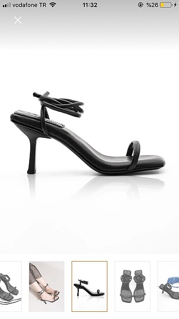 38 Beden siyah Renk Tek Bantlı Topuklu Ayakkabı